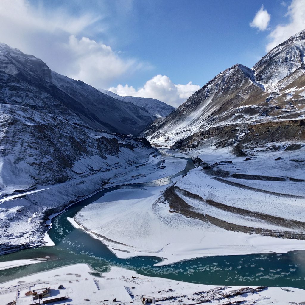 Confluence point of Indus and Zanskar river visited while on our Ladakh Trip